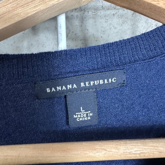 Banana Republic Navy Ruffle Front Wool Blend Cardigan Size L Preppy feminine - Picture 2 of 7